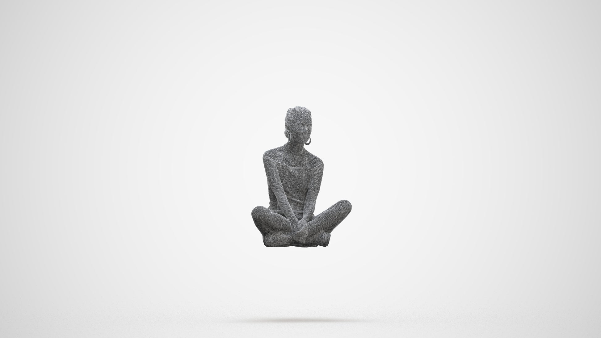 scanned 3D woman casual sitting, photogrammetry people for Enscape and V-Ray, three-quarter front view render