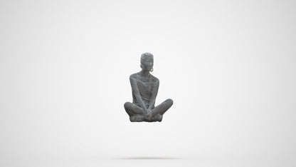 scanned 3D woman casual sitting, photogrammetry people for Enscape and V-Ray, three-quarter front view render