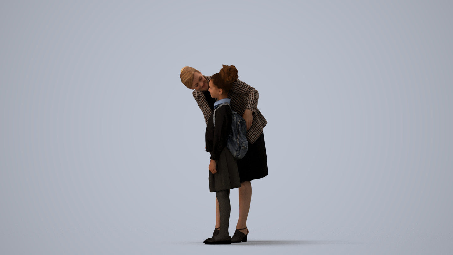 3D people model boy kids, scanned human for 3ds Max rendering, three-quarter view render