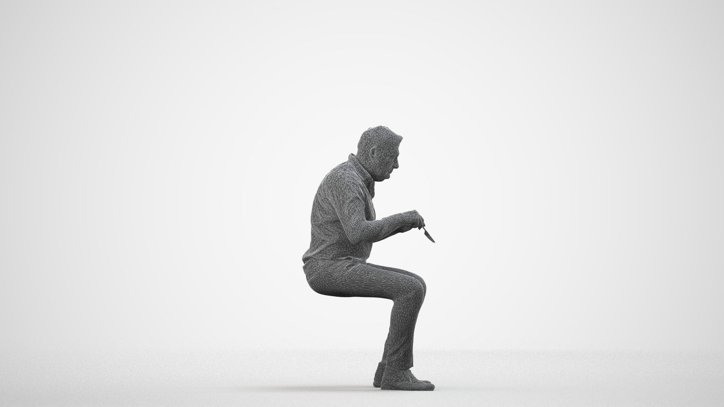3D people model man casual business, scanned human for 3ds Max rendering, wireframe side view