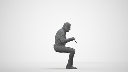 3D people model man casual business, scanned human for 3ds Max rendering, wireframe side view