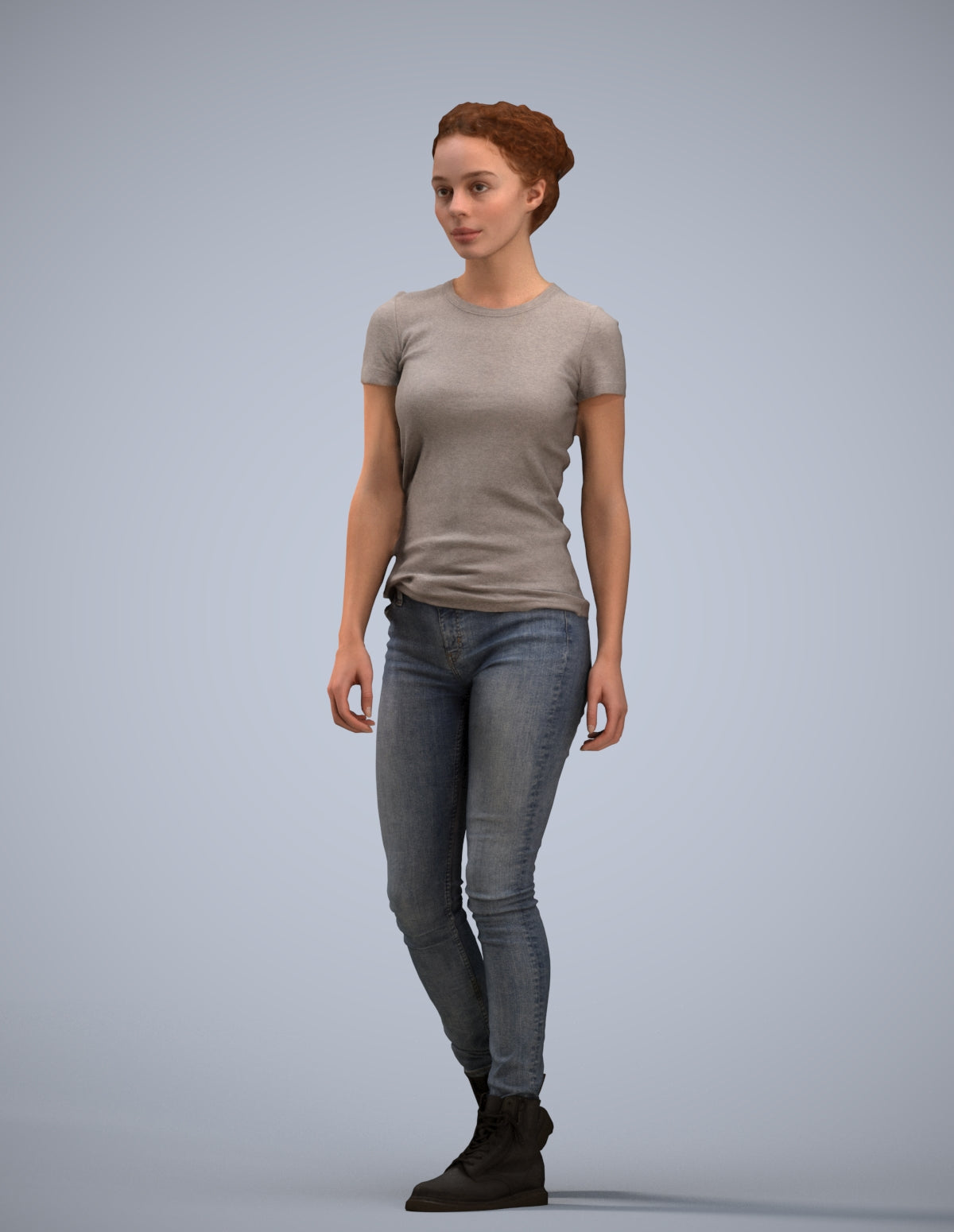 realistic 3D people woman casual walking, render-ready for V-Ray and Corona, FBX OBJ
