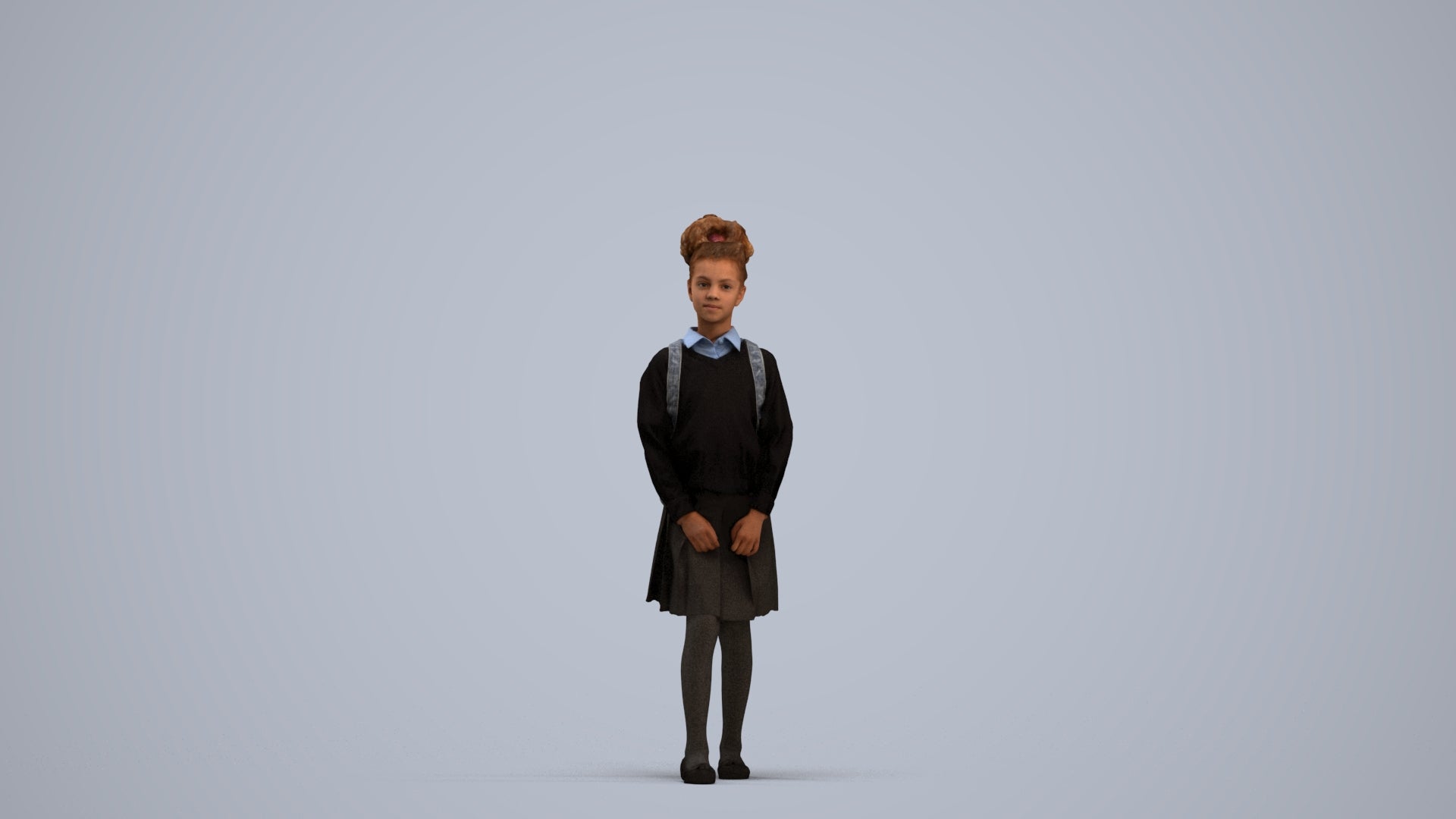 realistic 3D human girl kids, archviz people FBX OBJ for Blender, standing pose render