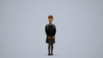 realistic 3D human girl kids, archviz people FBX OBJ for Blender, standing pose render