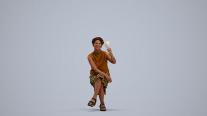 3D scanned woman sitting casual, photorealistic archviz people for Enscape and SketchUp, standing pose render