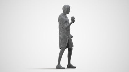 photogrammetry 3D man sport, realistic human model archviz FBX, wireframe side view