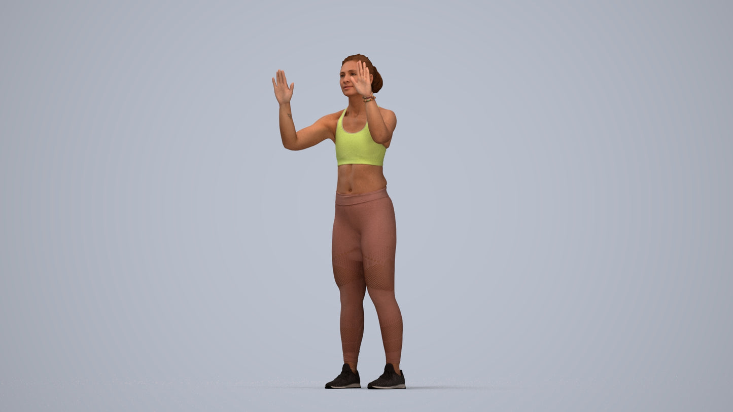 3D scanned woman sport, photorealistic archviz people for Enscape and SketchUp, top-down view render