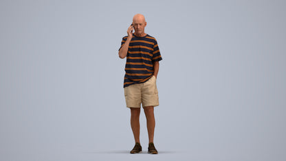 photogrammetry 3D senior man casual standing, realistic human model archviz FBX, standing pose render