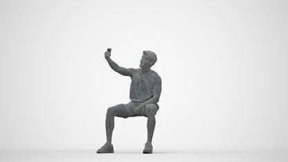 3D people model man sport, scanned human for 3ds Max rendering, wireframe back view