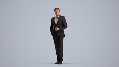 3D scanned man standing business, photorealistic archviz people for Enscape and SketchUp, standing pose render