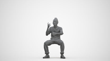 realistic 3D people man casual sitting, render-ready for V-Ray and Corona, FBX OBJ, three-quarter front view render