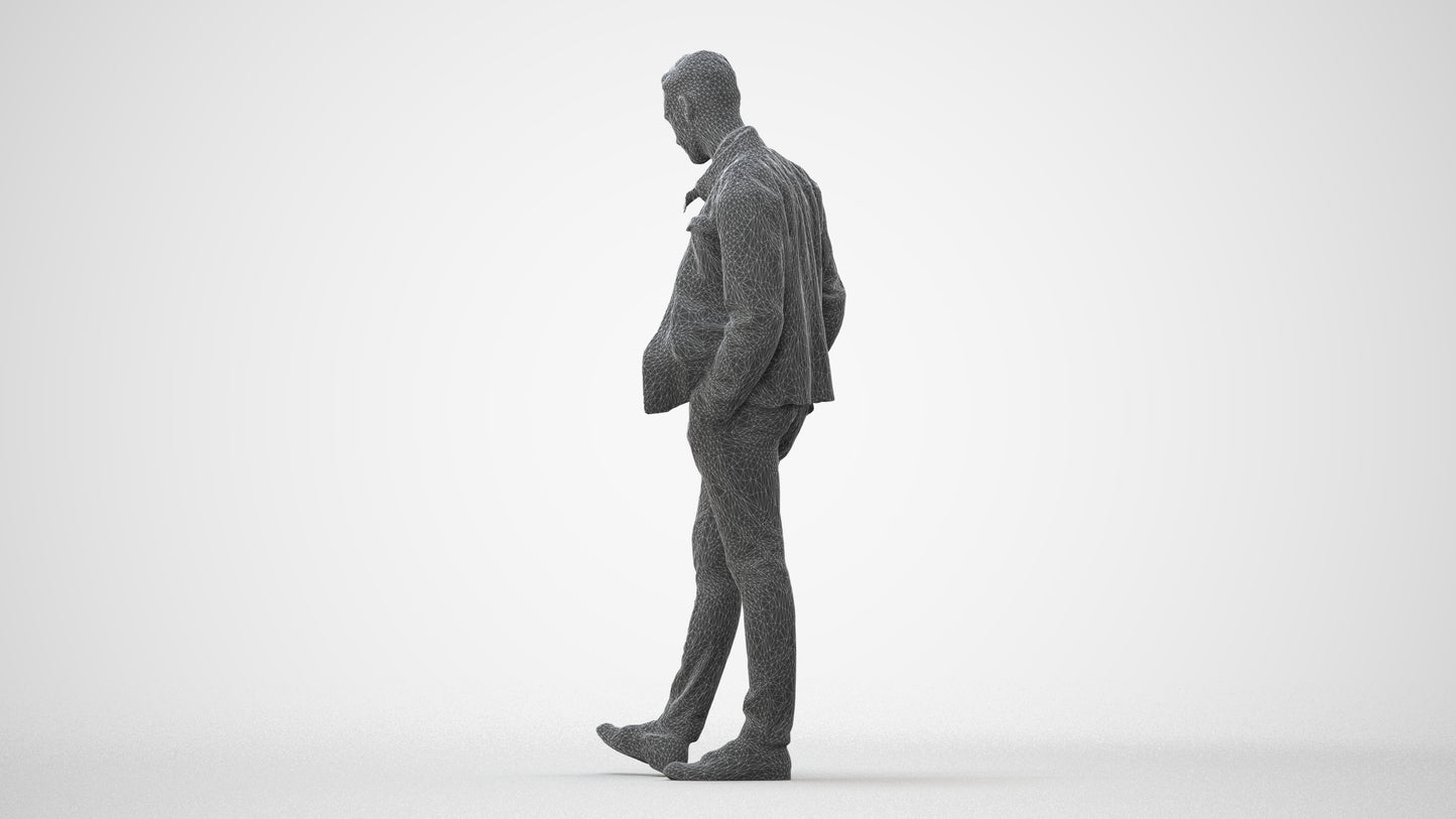 3D people model man casual standing, scanned human for 3ds Max rendering, square thumbnail