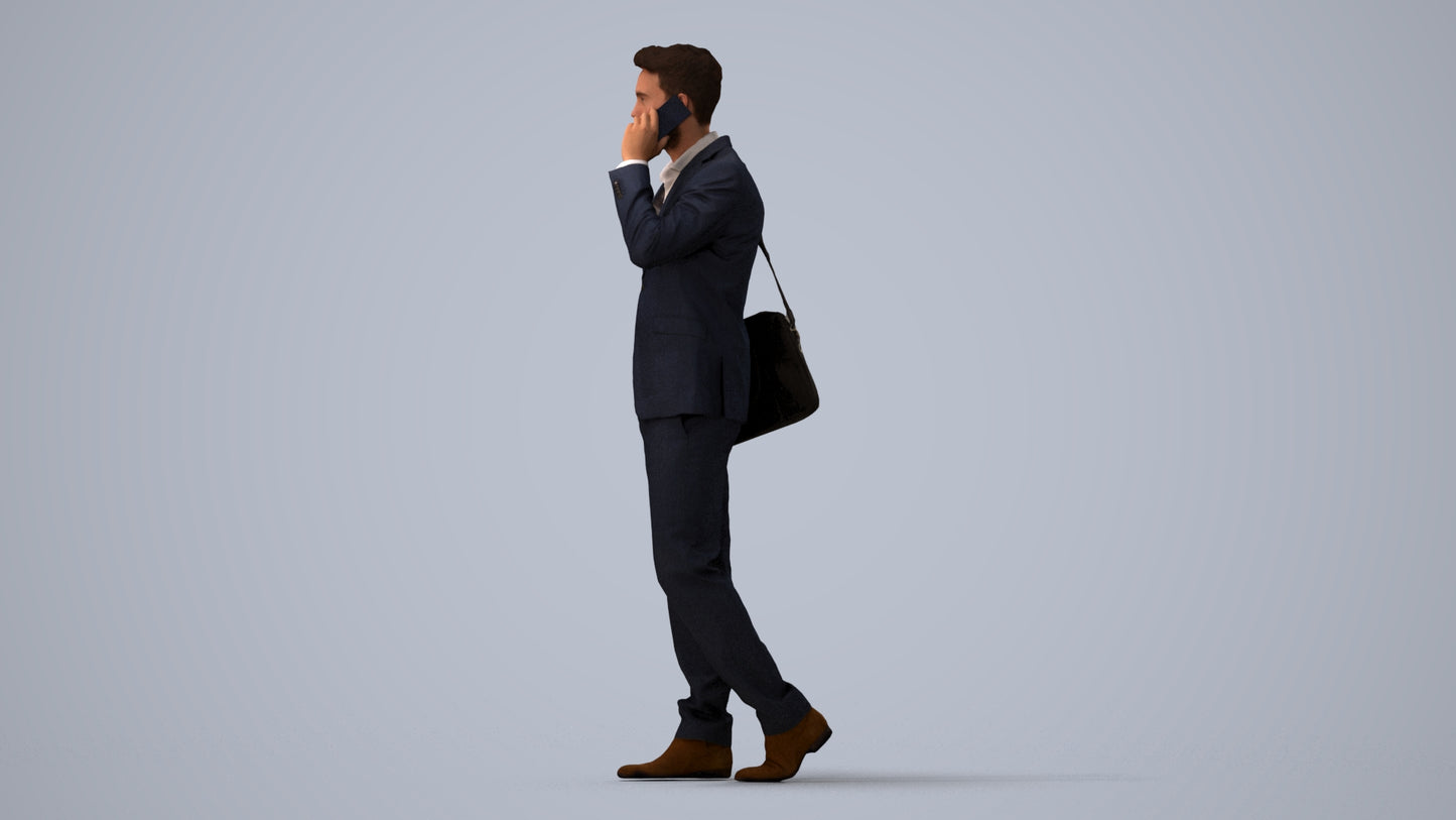 3D scanned man business, photorealistic archviz people for Enscape and SketchUp, three-quarter view render