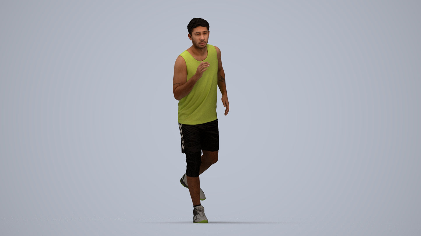 3D people model man sport, scanned human for 3ds Max rendering, top-down view render
