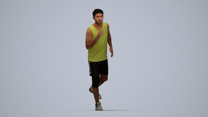 3D people model man sport, scanned human for 3ds Max rendering, top-down view render