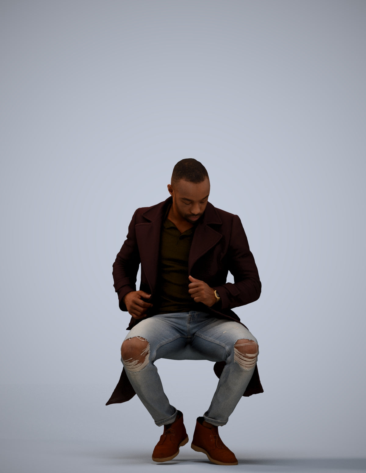 realistic 3D people man casual sitting, render-ready for V-Ray and Corona, FBX OBJ