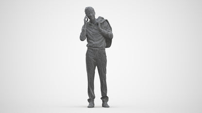 3D people model man business standing, scanned human for 3ds Max rendering, three-quarter front view render