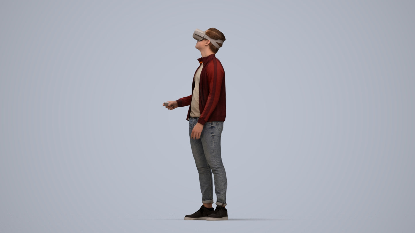 realistic 3D boy casual kids, scanned archviz people for Blender and 3ds Max, top-down view render