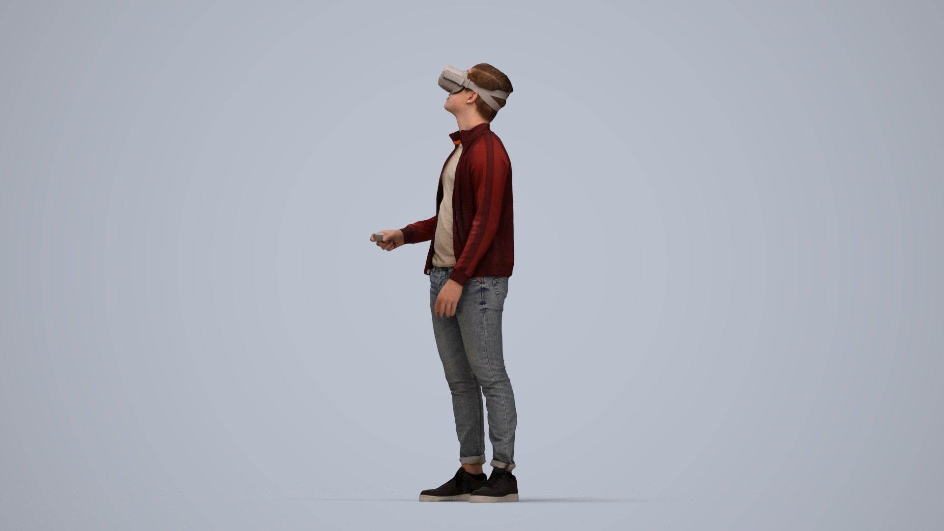 realistic 3D boy casual kids, scanned archviz people for Blender and 3ds Max, top-down view render