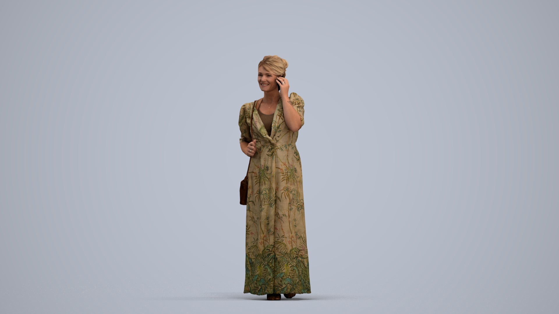 3D scanned woman standing casual, photorealistic archviz people for Enscape and SketchUp, standing pose render