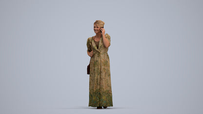 3D scanned woman standing casual, photorealistic archviz people for Enscape and SketchUp, standing pose render