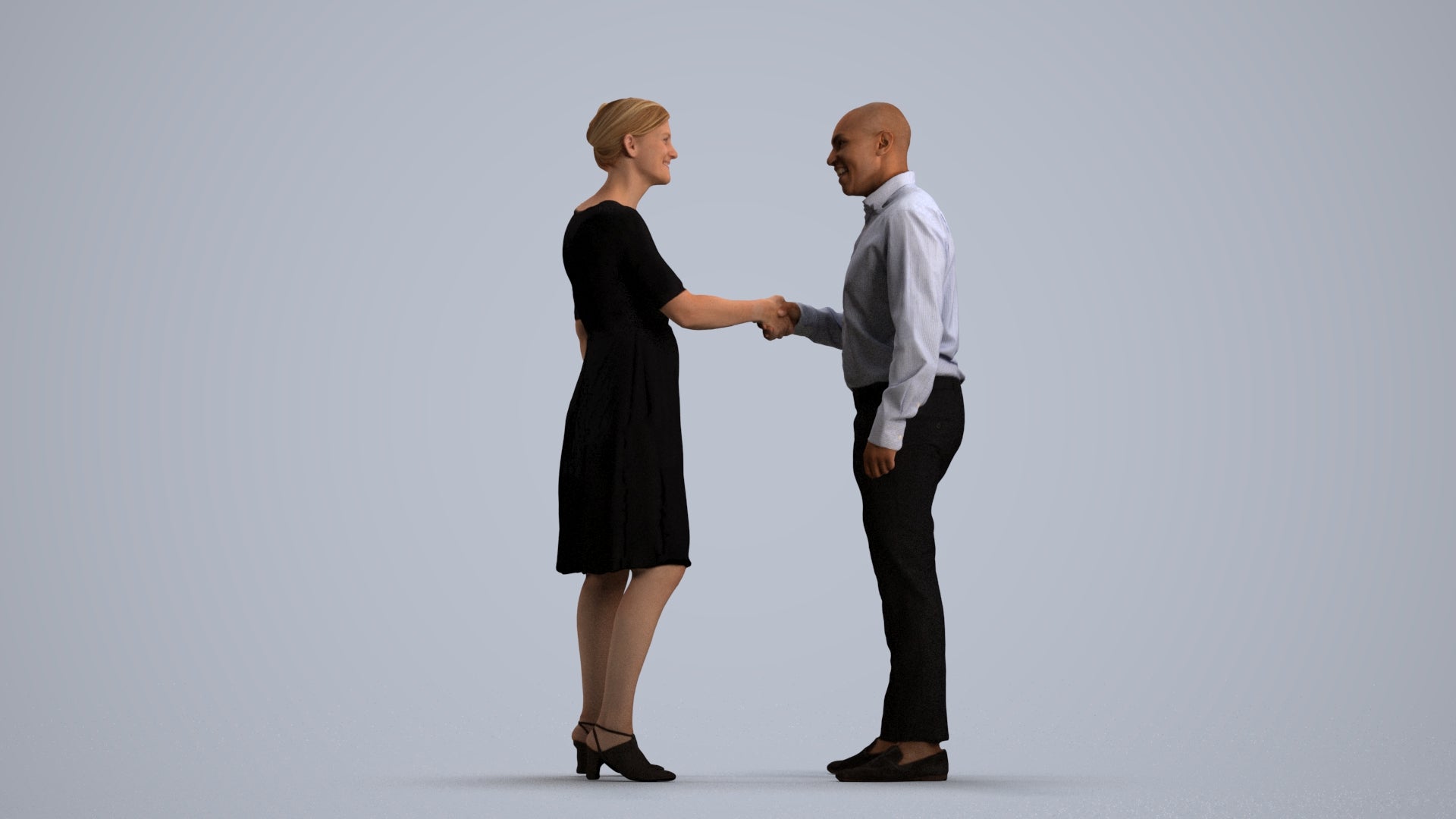 scanned 3D woman business, photogrammetry people for Enscape and V-Ray, front view render