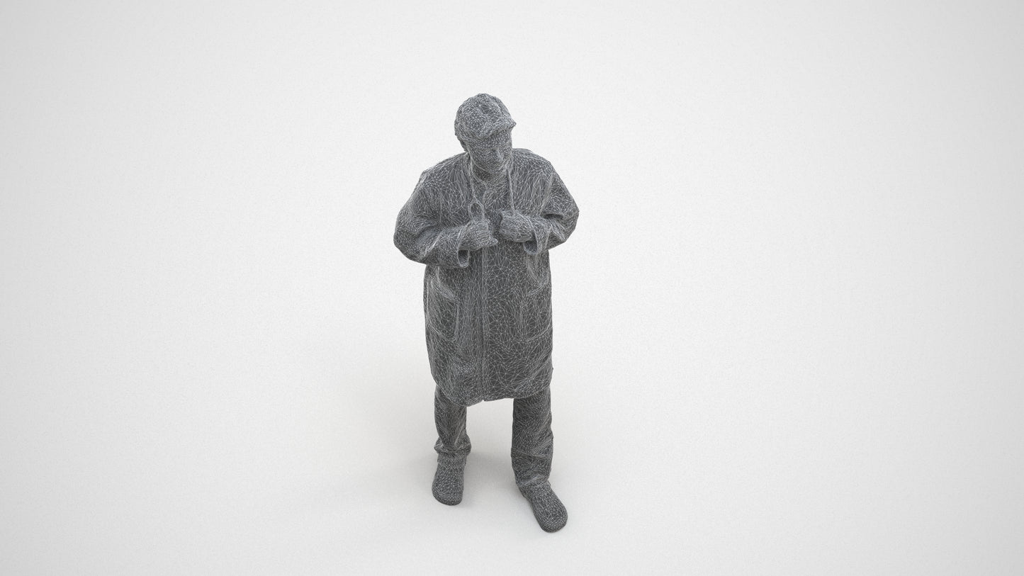 realistic 3D people man medical, render-ready for V-Ray and Corona, FBX OBJ, wireframe three-quarter view