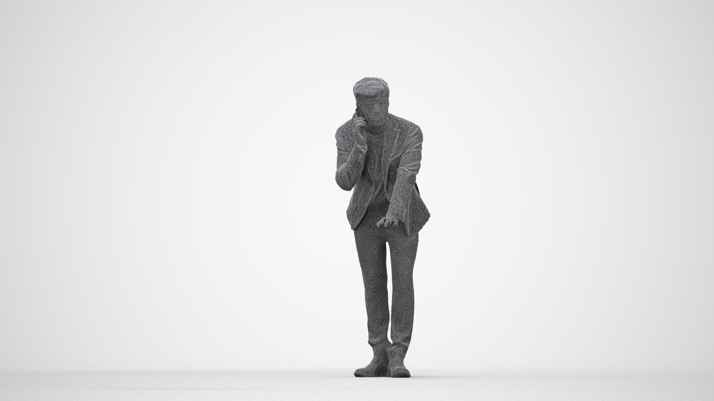 realistic 3D man business, scanned archviz people for Blender and 3ds Max, wireframe back view