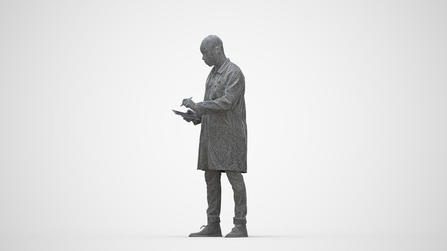 photogrammetry 3D man medical, realistic human model archviz FBX, wireframe back view
