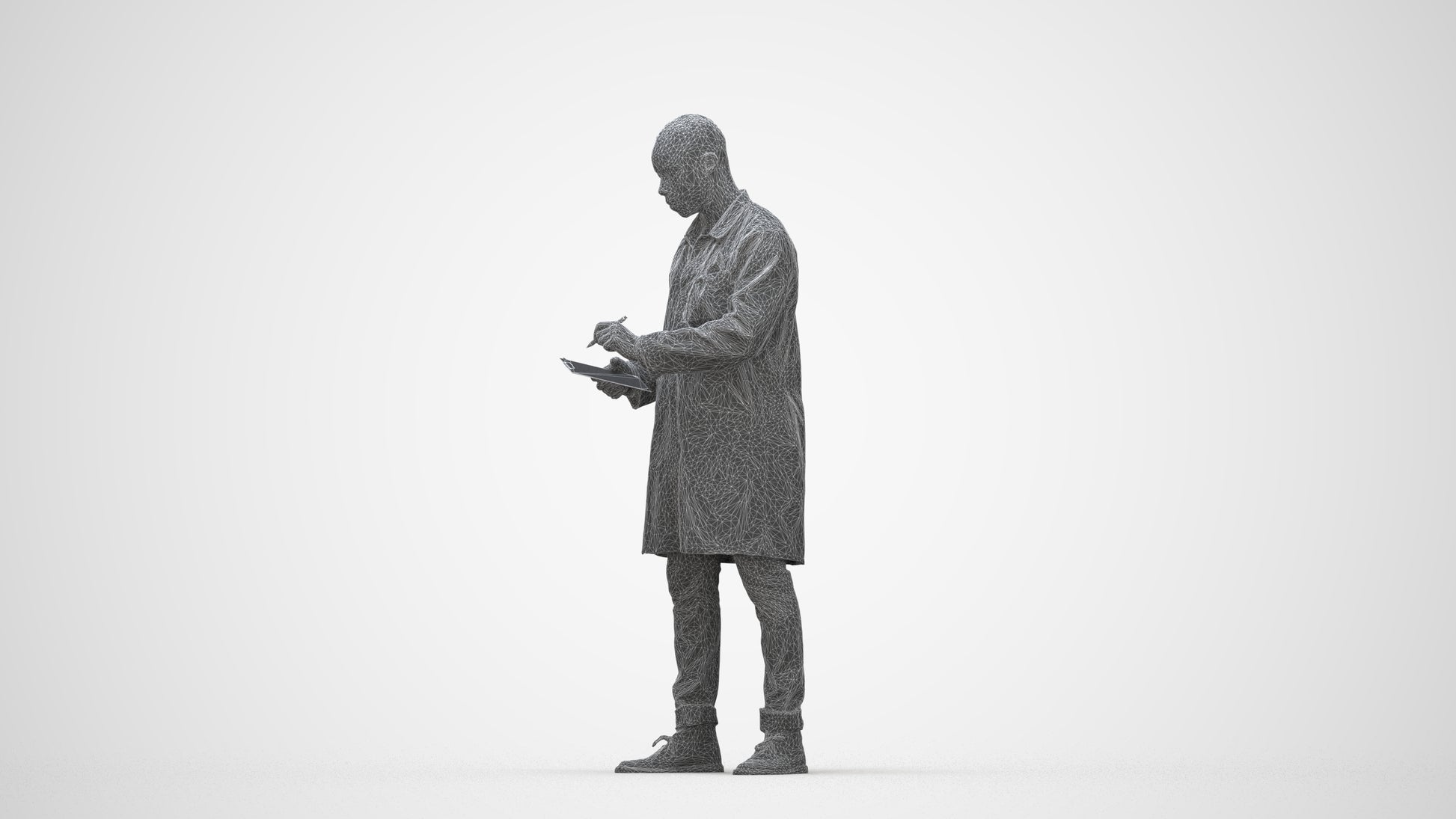 photogrammetry 3D man medical, realistic human model archviz FBX, wireframe back view
