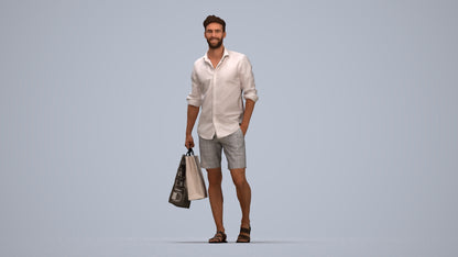 realistic 3D people man casual shopping, render-ready for V-Ray and Corona, FBX OBJ, top-down view render