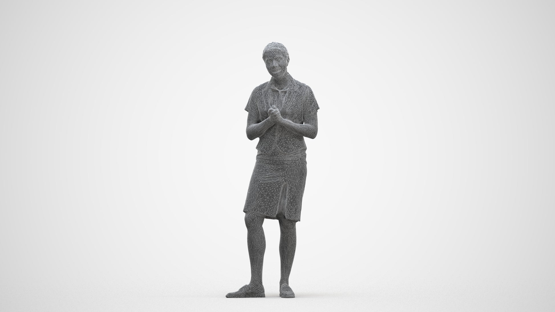 realistic 3D people woman hospitality, render-ready for V-Ray and Corona, FBX OBJ, three-quarter front view render
