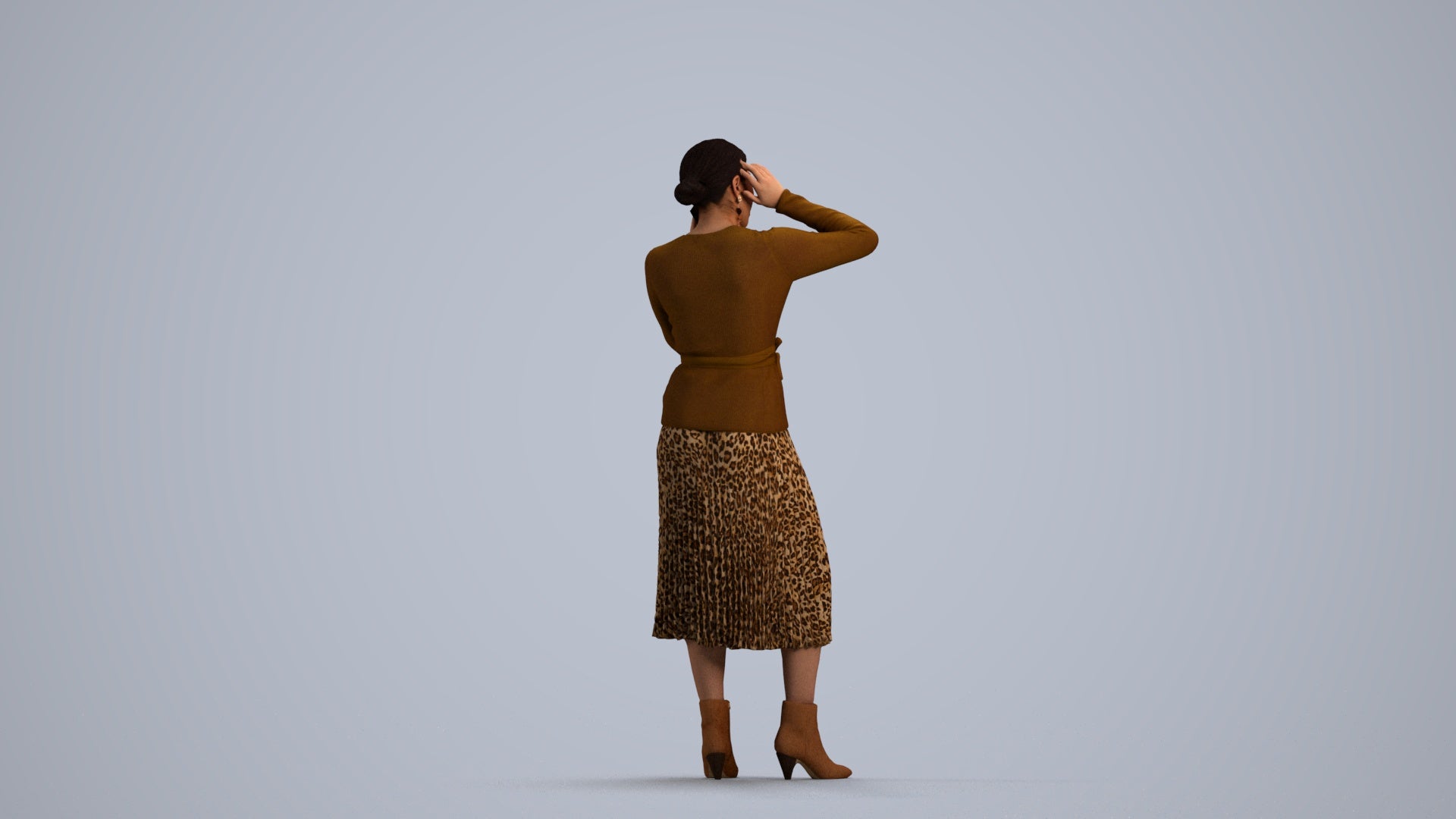 3D people model woman casual standing, scanned human for 3ds Max rendering, front view render