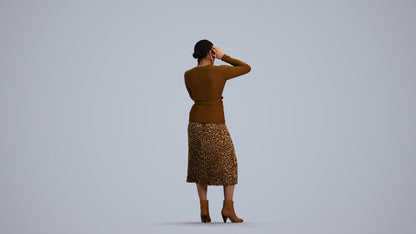 3D people model woman casual standing, scanned human for 3ds Max rendering, front view render