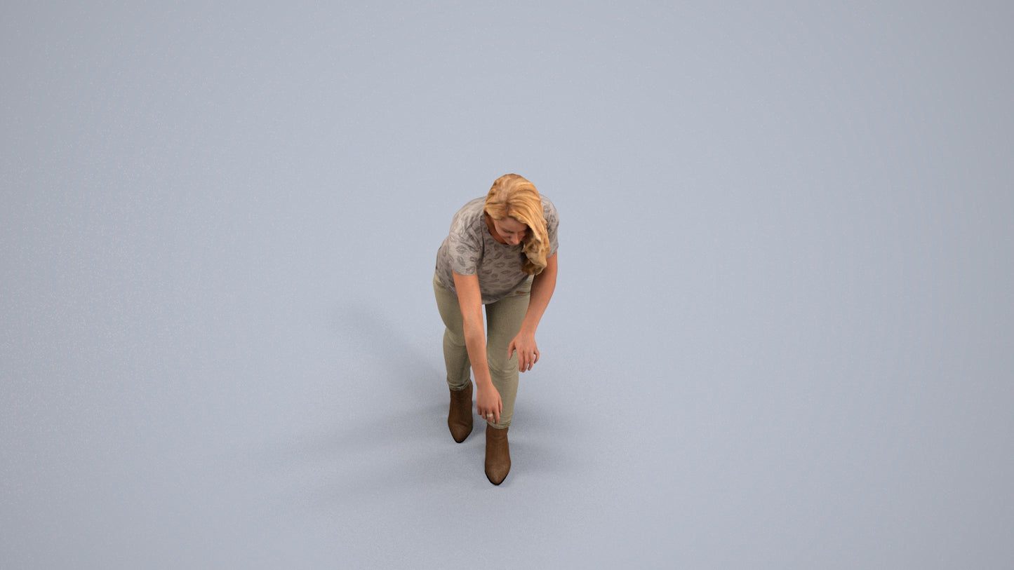 scanned 3D woman casual standing, photogrammetry people for Enscape and V-Ray, back view render