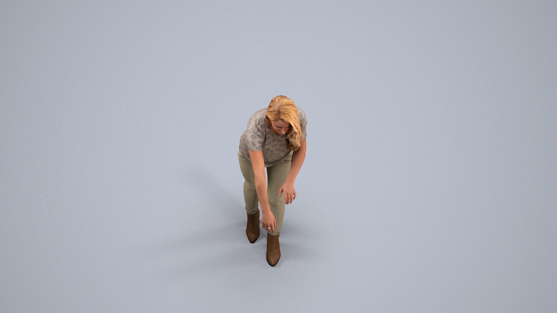 scanned 3D woman casual standing, photogrammetry people for Enscape and V-Ray, back view render
