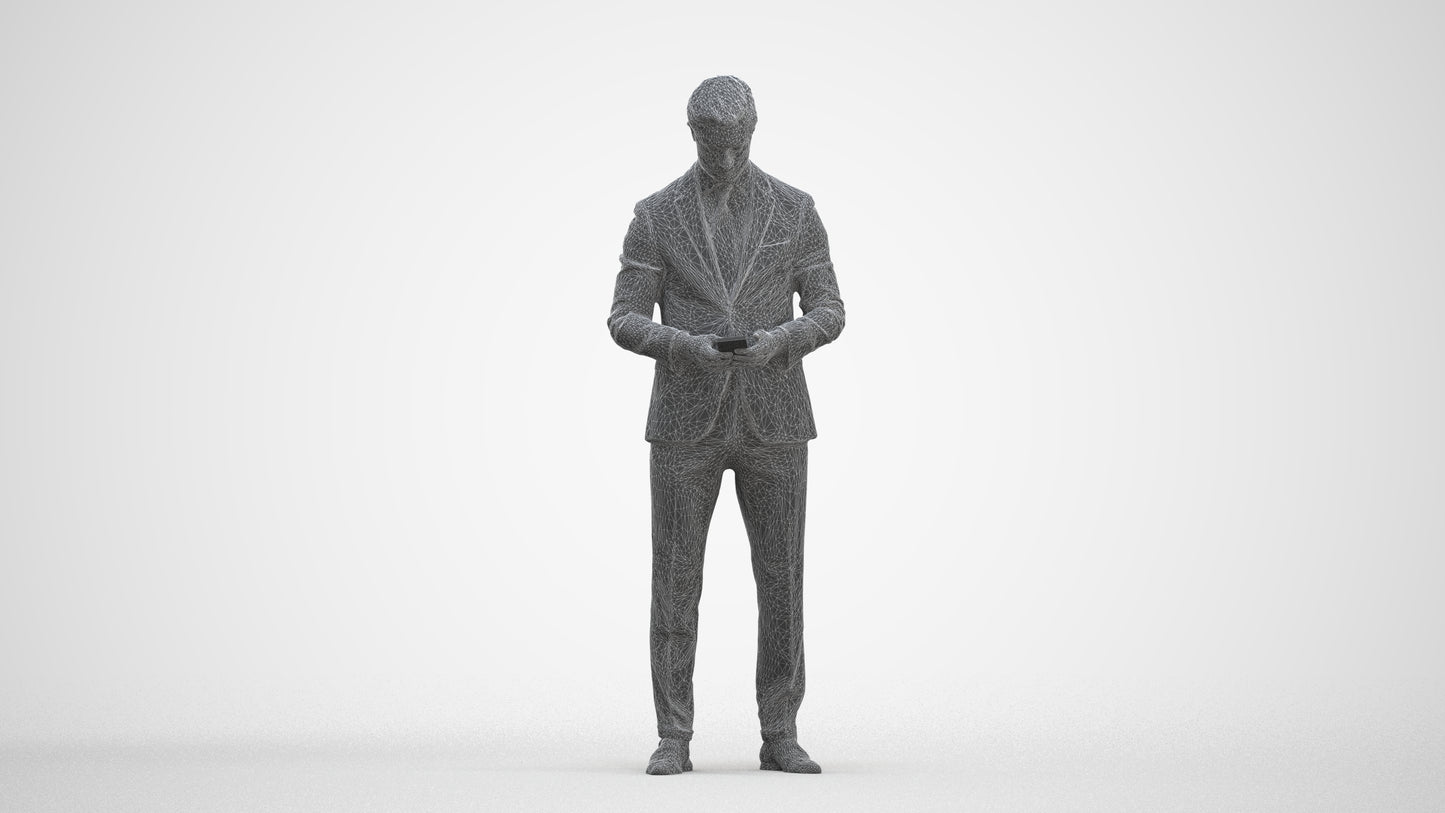 scanned 3D man business, photogrammetry people for Enscape and V-Ray, three-quarter front view render