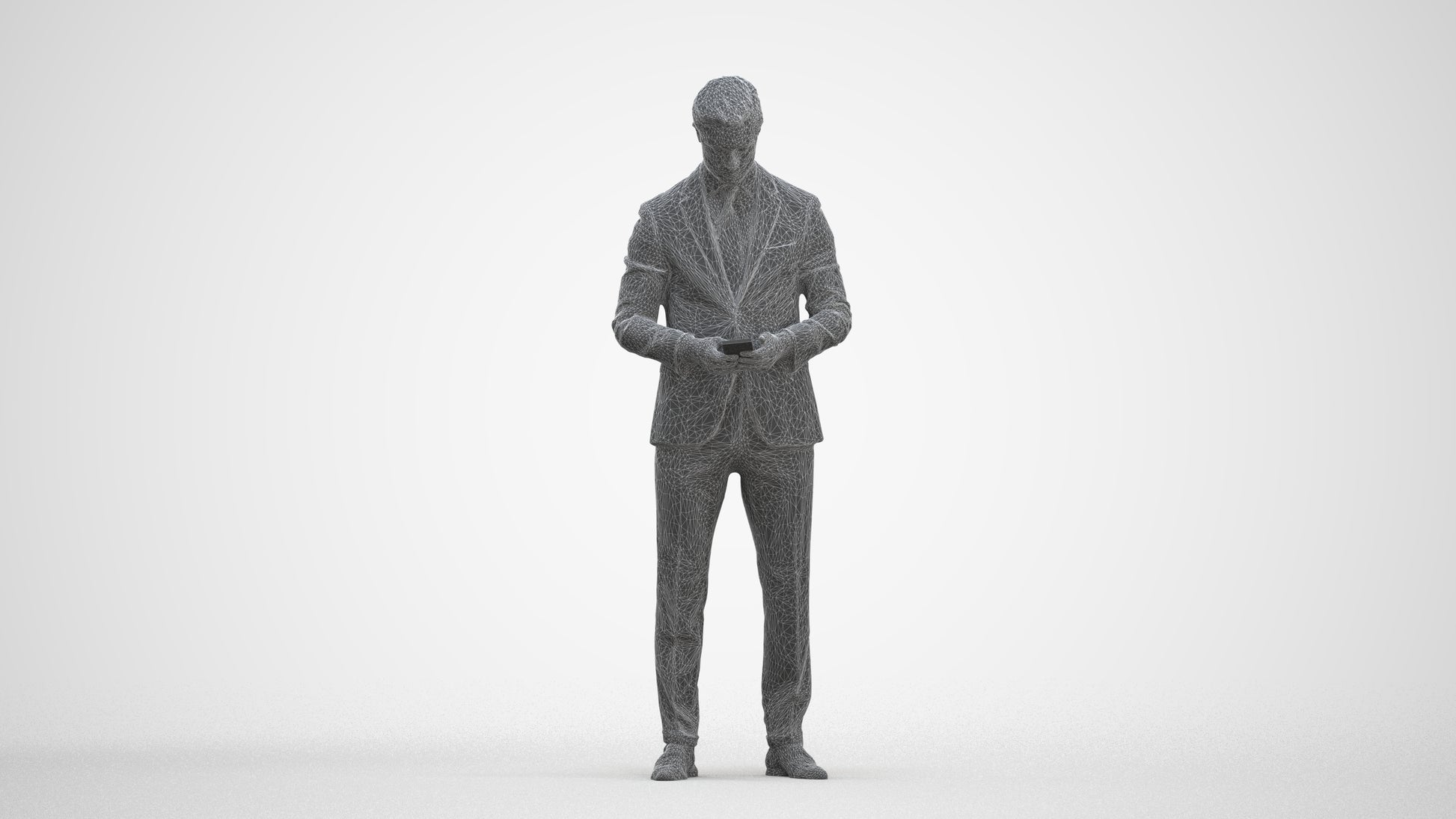 scanned 3D man business, photogrammetry people for Enscape and V-Ray, three-quarter front view render
