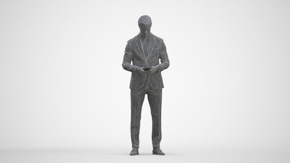 scanned 3D man business, photogrammetry people for Enscape and V-Ray, three-quarter front view render