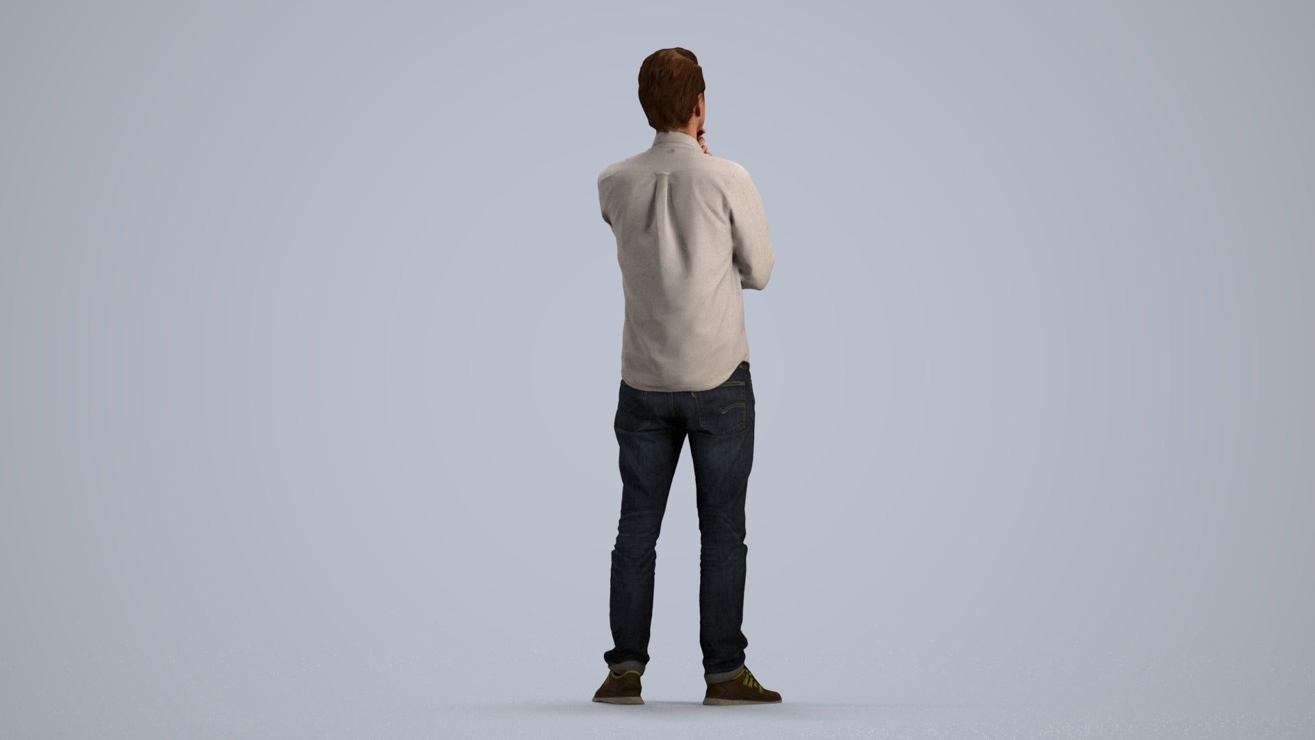 3D scanned man standing casual, photorealistic archviz people for Enscape and SketchUp, front view render