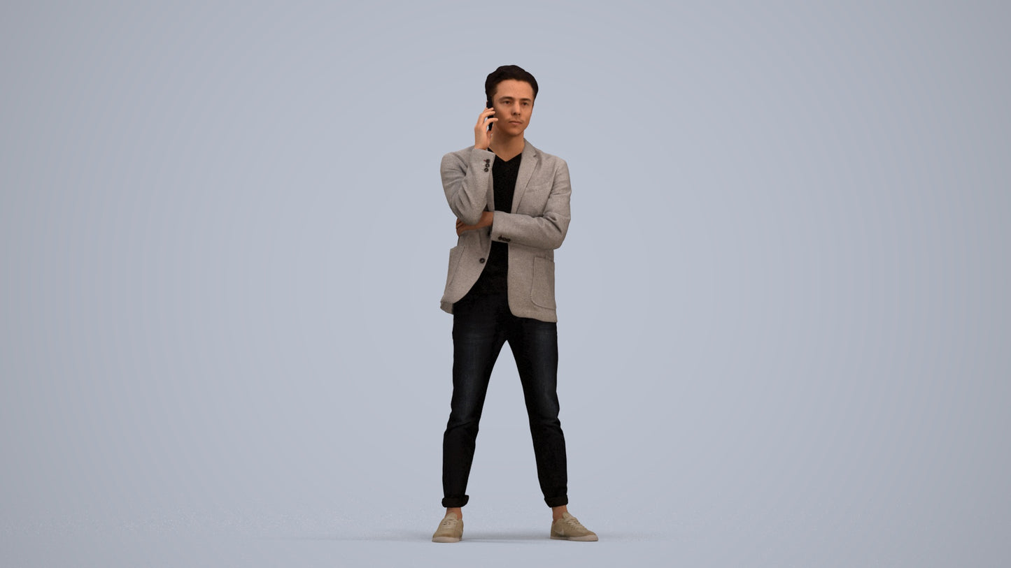 photogrammetry 3D man business standing, realistic human model archviz FBX, standing pose render