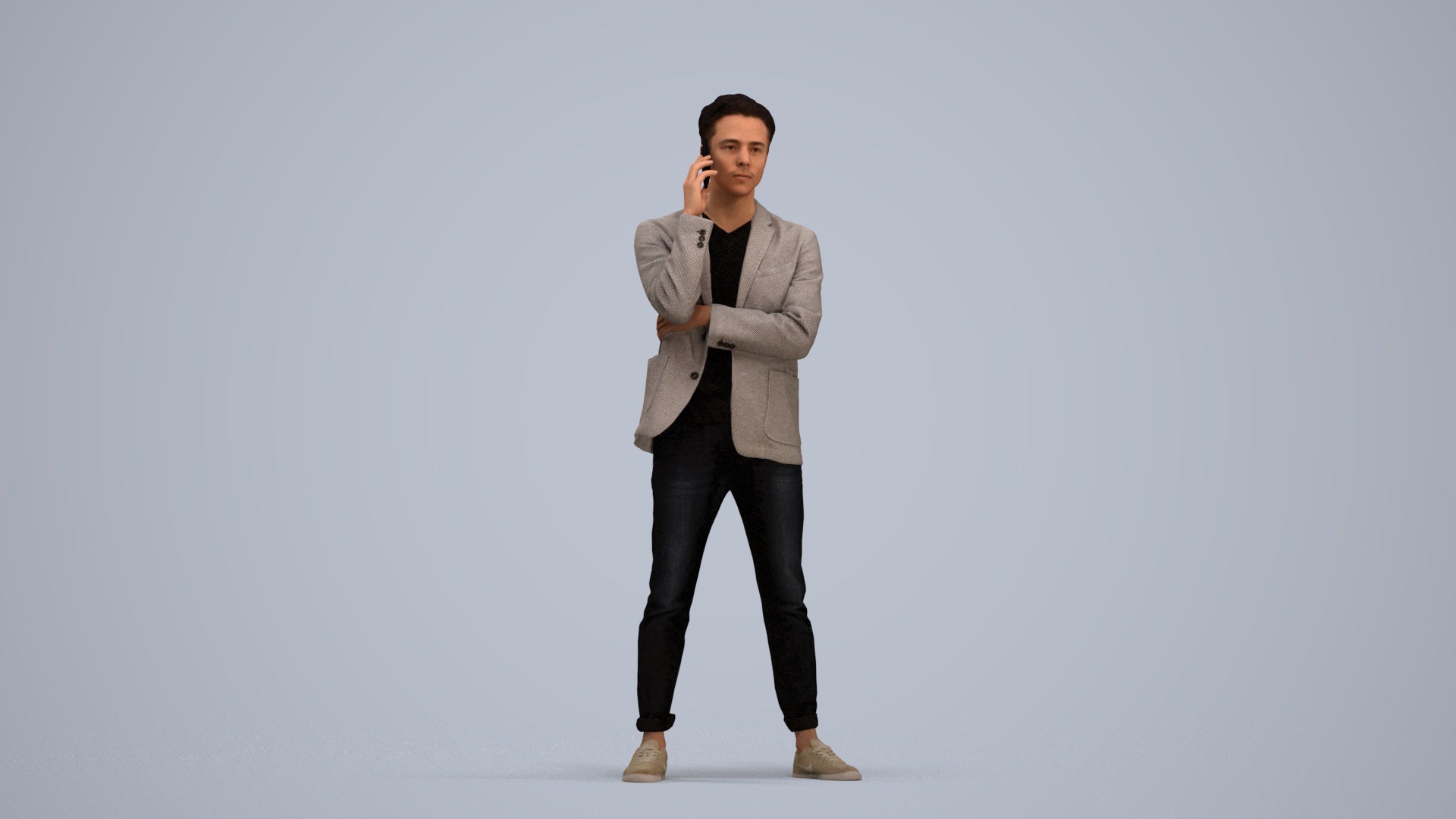 photogrammetry 3D man business standing, realistic human model archviz FBX, standing pose render