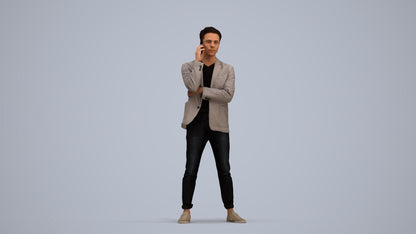 photogrammetry 3D man business standing, realistic human model archviz FBX, standing pose render