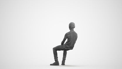 scanned 3D boy casual kids, photogrammetry people for Enscape and V-Ray, wireframe front view