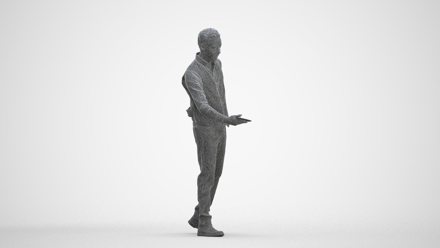 3D scanned man hospitality, photorealistic archviz people for Enscape and SketchUp, three-quarter front view render
