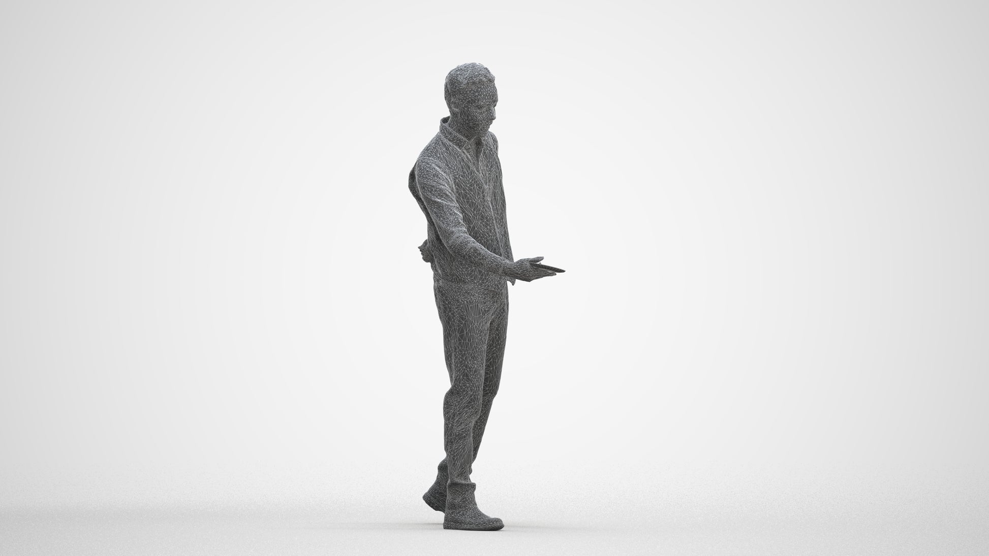 3D scanned man hospitality, photorealistic archviz people for Enscape and SketchUp, three-quarter front view render