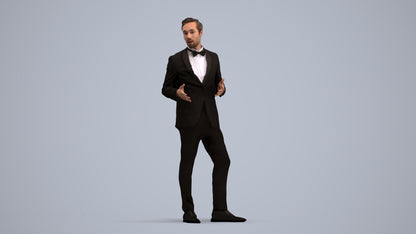 3D people model man formal formalaffairs, scanned human for 3ds Max rendering, standing pose render