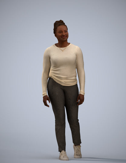 3D scanned woman walking casual, photorealistic archviz people for Enscape and SketchUp