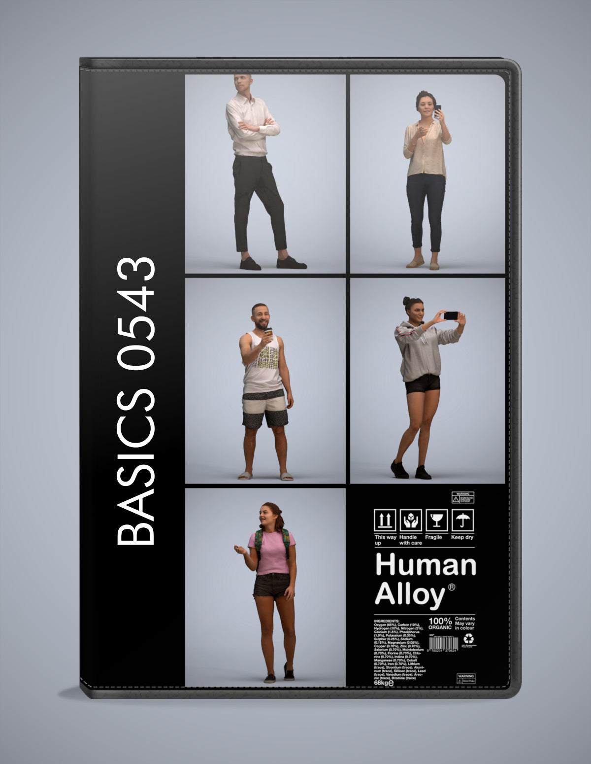 realistic 3D humans standing pack, 5 archviz people FBX OBJ for Blender