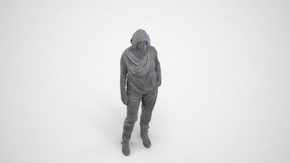 3D people model woman casual standing, scanned human for 3ds Max rendering, wireframe three-quarter view
